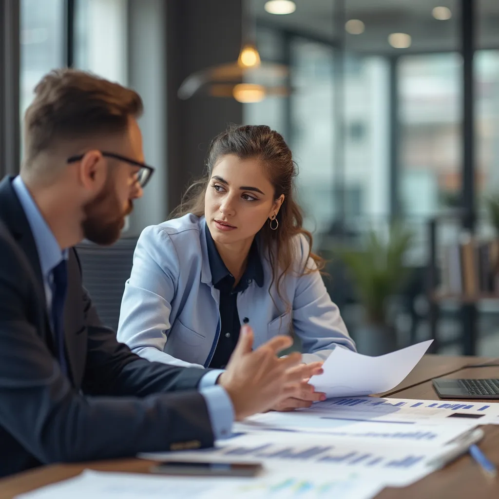 Consultor financiero asesorando a un cliente PyME